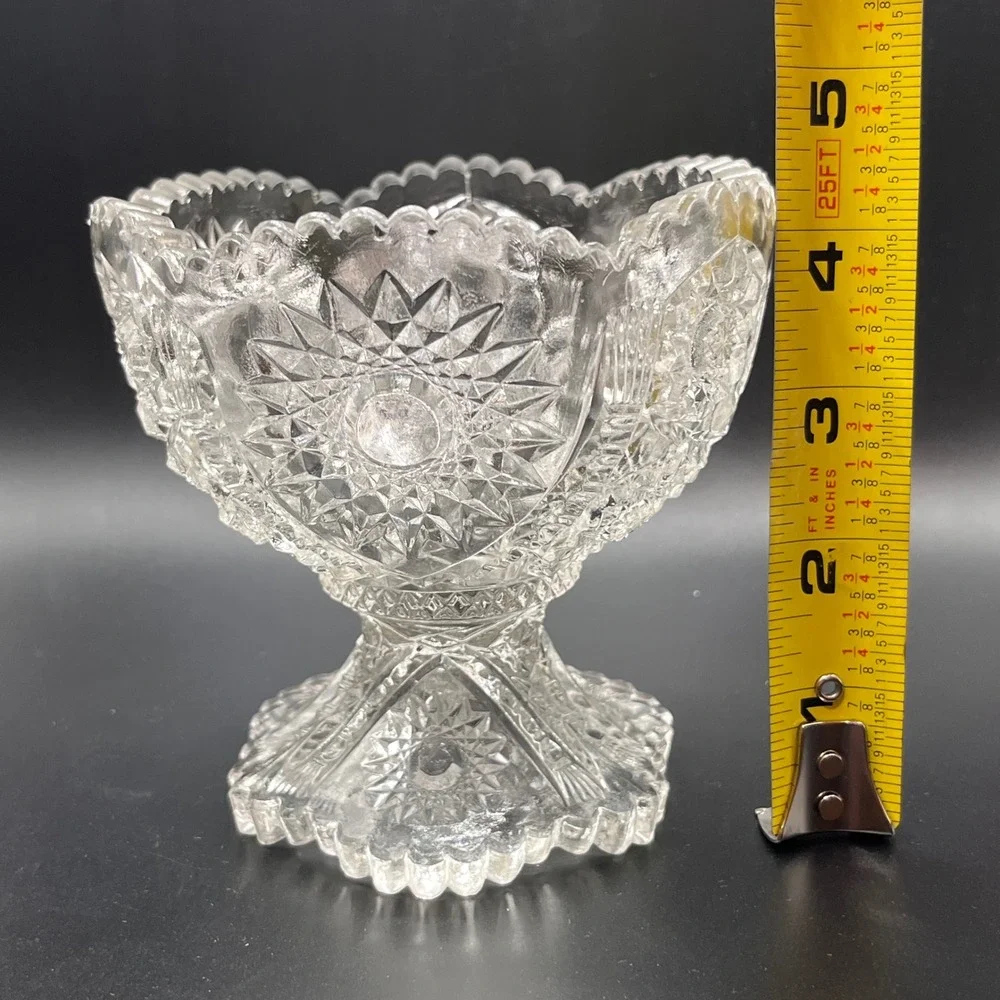 EAPG Clear‎ Pressed Glass Miniature Childs Punch Bowl Starburst Candy Dish 4.5